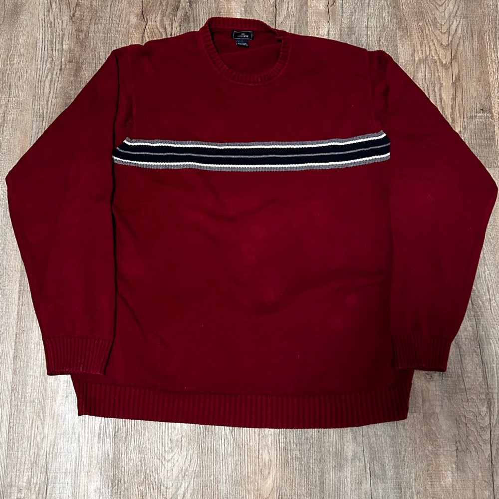 Men's Red Sweater with Stripe Detail